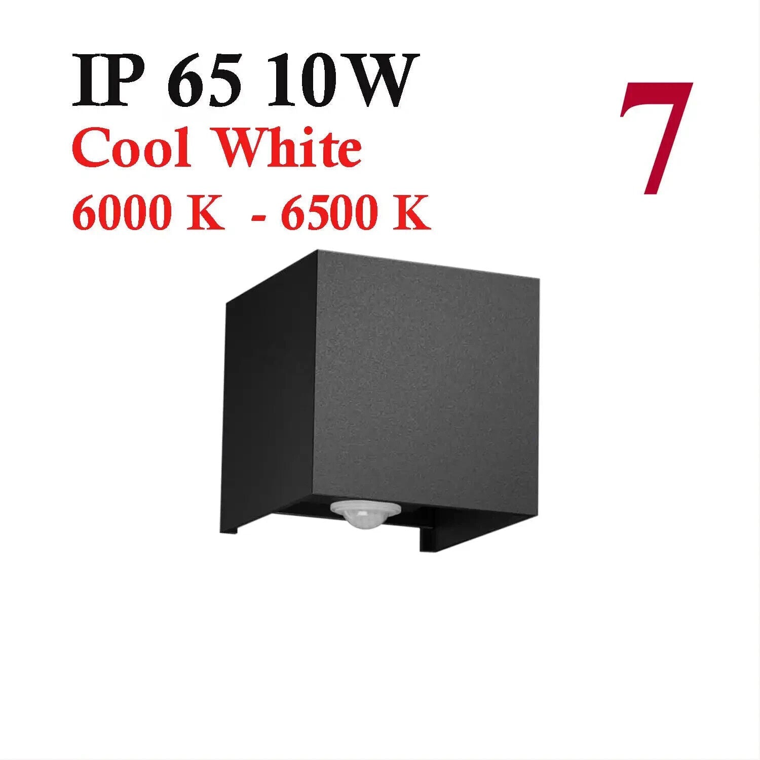 2 Pack Square Outdoor up down LED Wall Light PIR Motion Sensor IP54 Lamp 10W ~6255