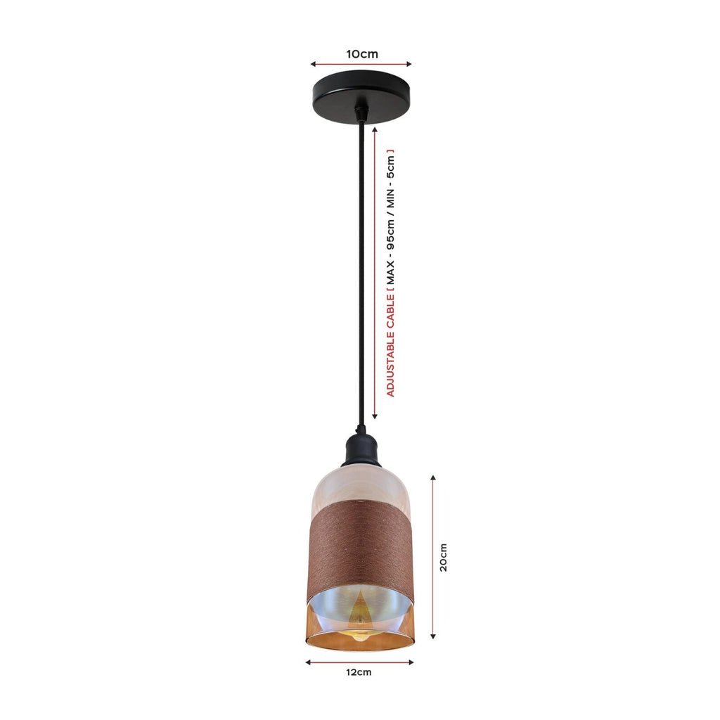 Industrial Retro Glass Shade E27 Pendant Ceiling Light Fitting for Home Decor