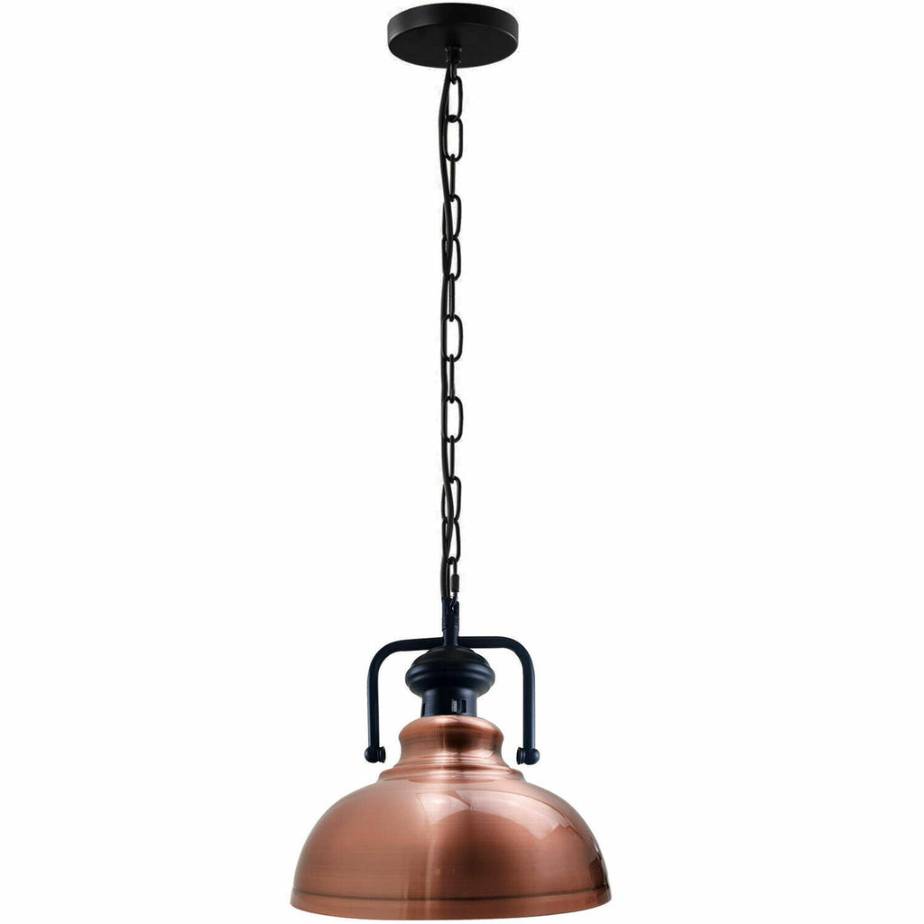 Industrial Metal Chain E26 Pendant Hanging Light Fixture with Shade