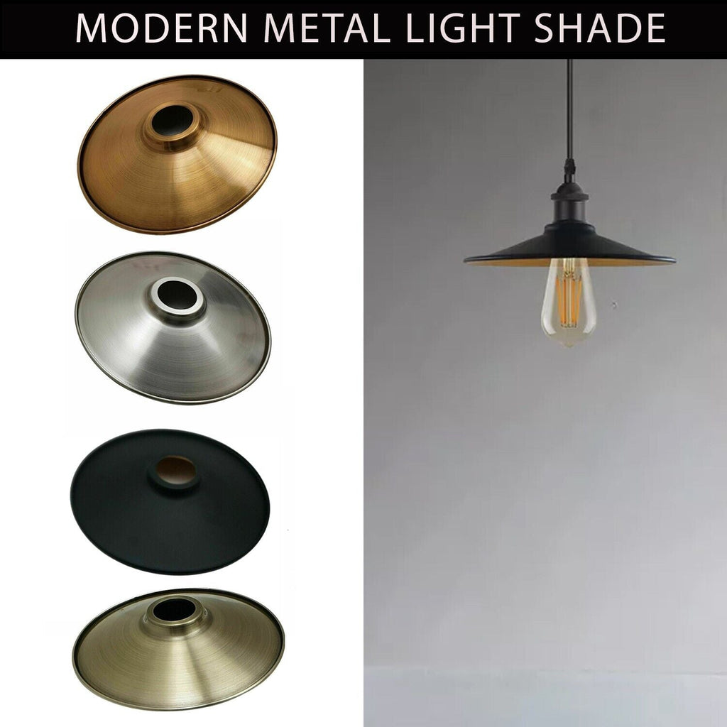 Easy Fit Vintage Retro Metal Ceiling Pendant Lampshade - Flat Design