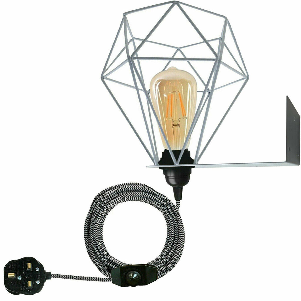 Modern Industrial Plug-in Metal Swing Arm Wall Light, Built-in Dimmer