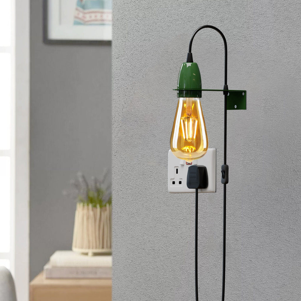 Modern Plug-In Wall Light E27 Socket, Adjustable Hanging Cord, Easy Installation