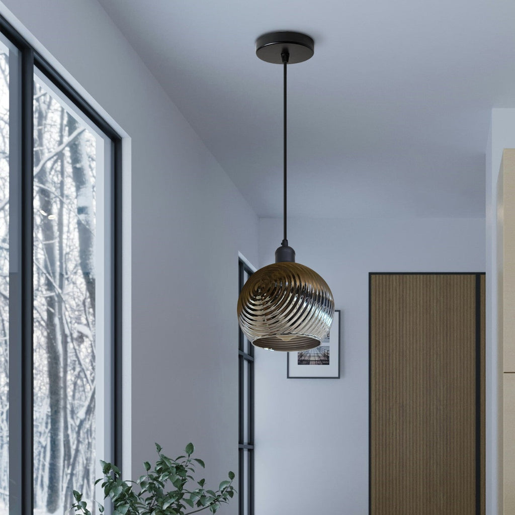 Industrial Retro Pendant Ceiling Light with Clear Glass Shade E27 Edison Ready