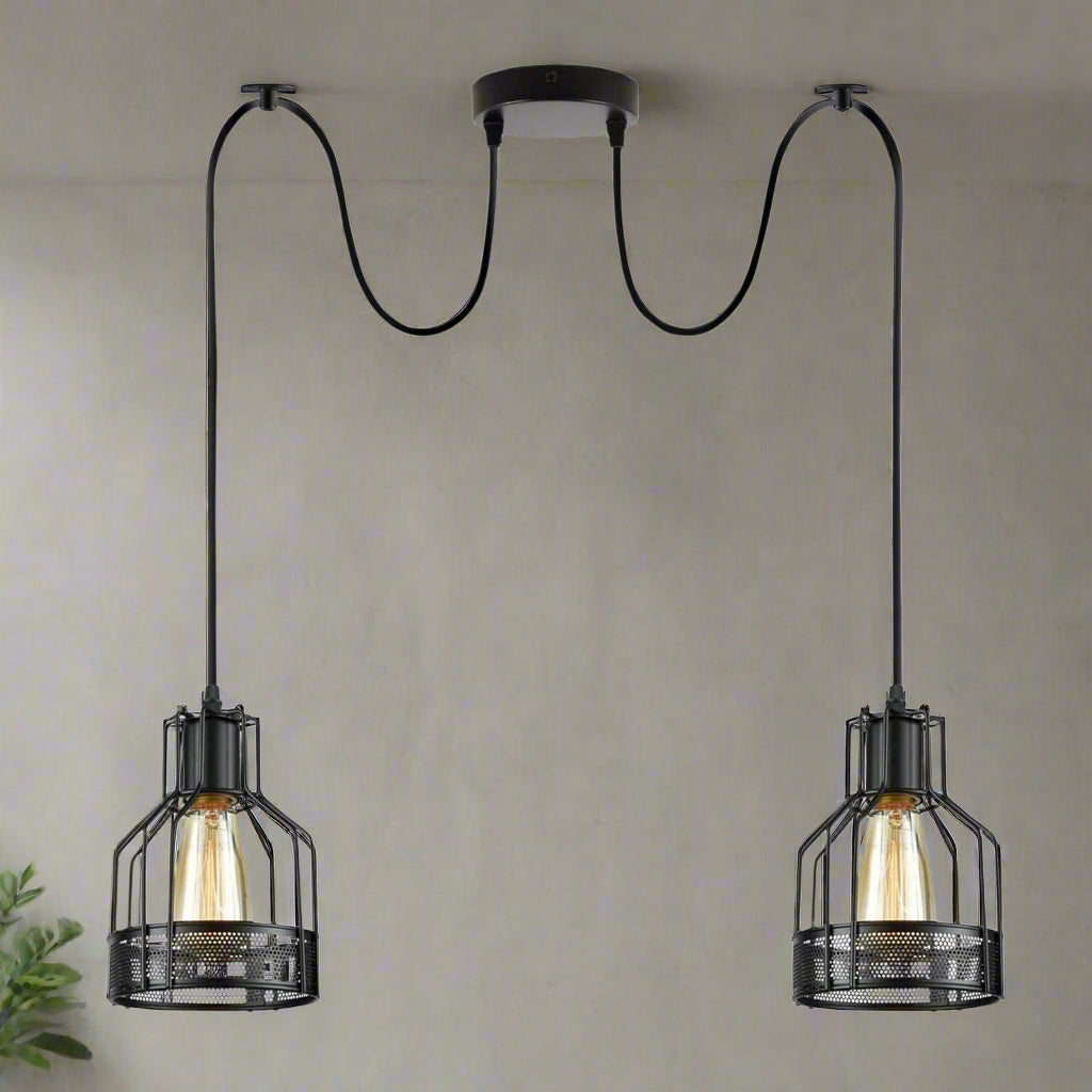 Industrial Black Spider Pendant Light Fixture with Multiple Heads for Modern Ceilings