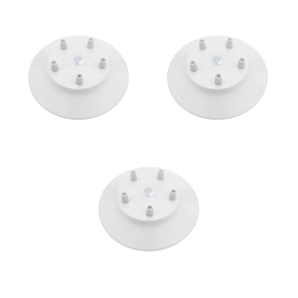 White 5-Outlet Metal Ceiling Rose for Vintage Industrial Pendant Lights