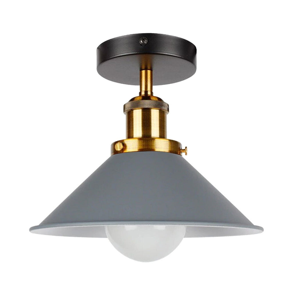 Industrial Metal Cone Shade Semi-Flush Ceiling Light Fixture for Modern Homes