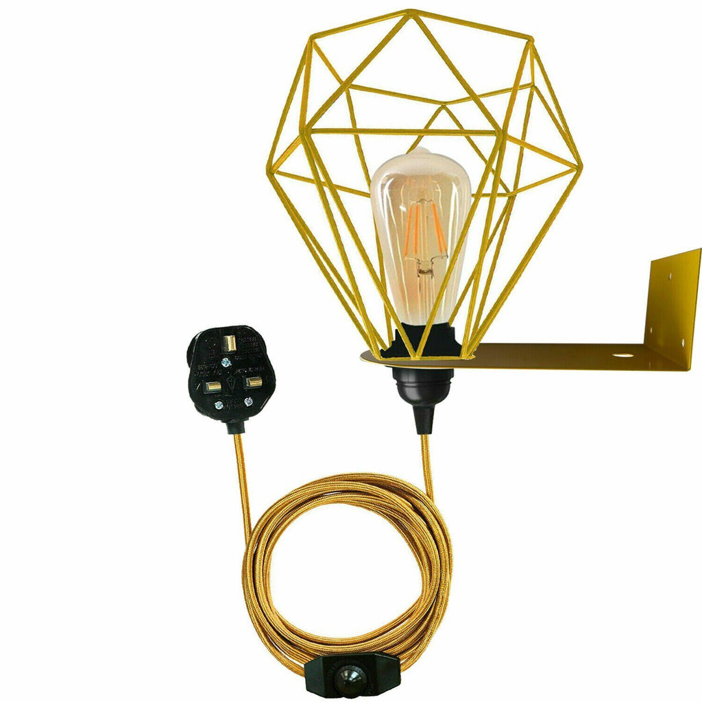 Modern Industrial Plug-in Metal Swing Arm Wall Light, Built-in Dimmer