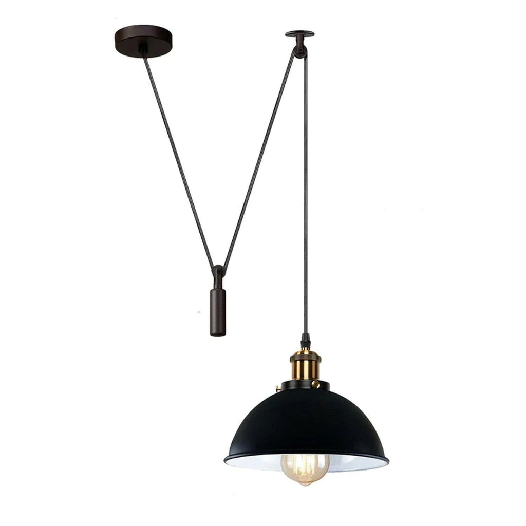 Adjustable Industrial Pulley Pendant Light, E27 Metal Hanging Lamp, Retro Ceiling Fixture