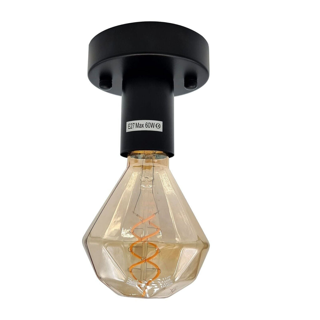 Industrial Black E27 Plain Pattern Lamp Bulb Holder Edison Light Kit