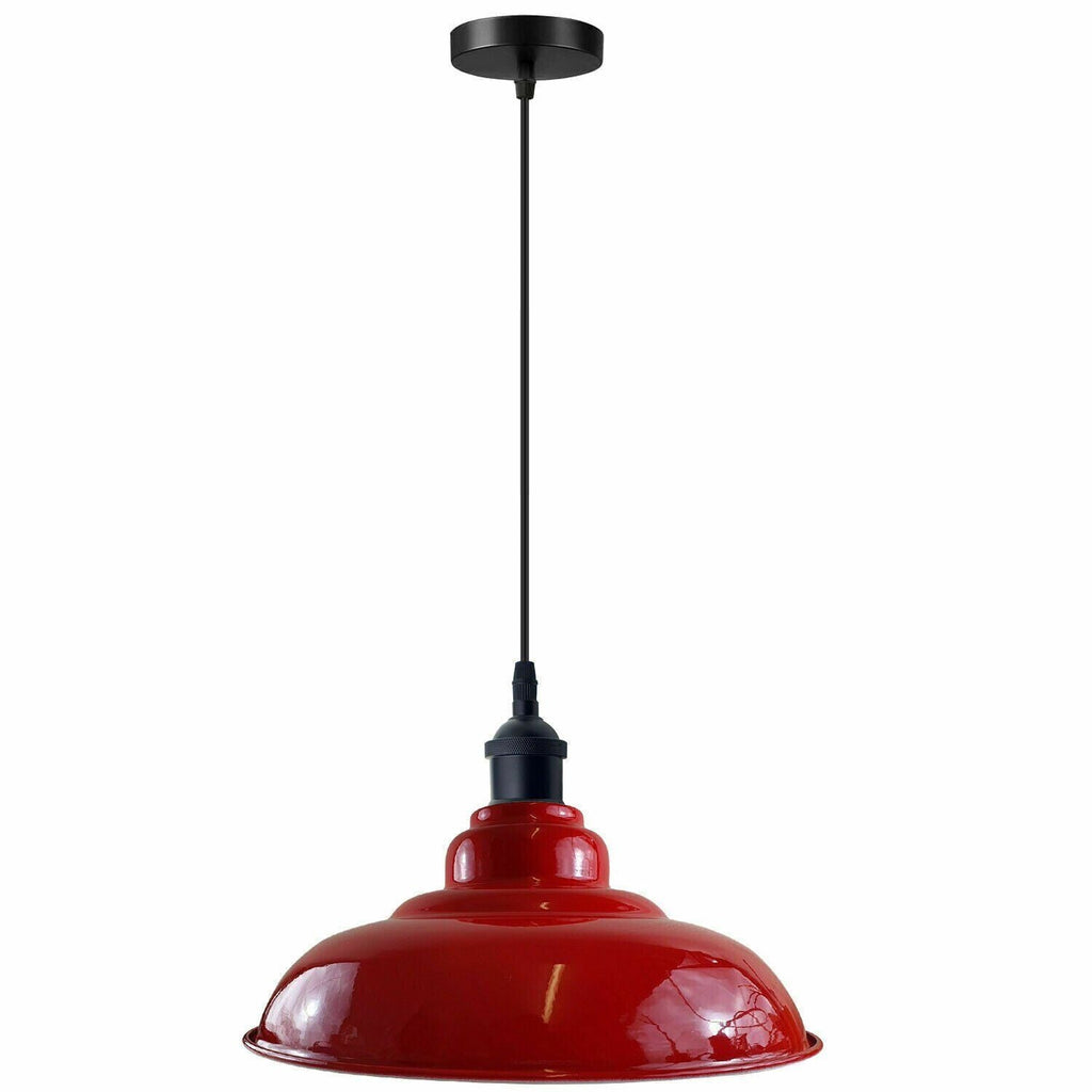 Industrial Metal Dome Pendant Light E27 Base, Vintage Kitchen Island Fixture