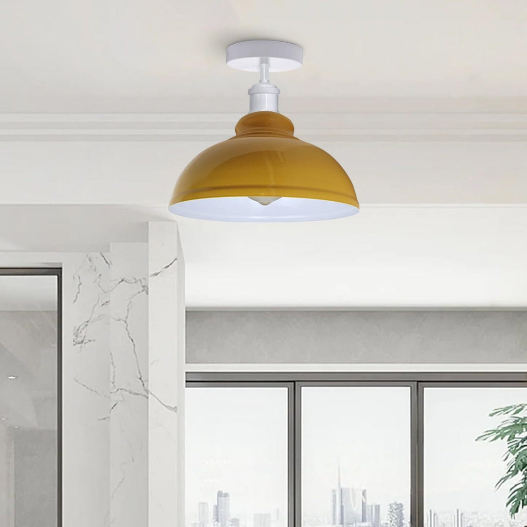 Industrial Style Flush Mount Ceiling Light with Curvy Metal Dome Shade
