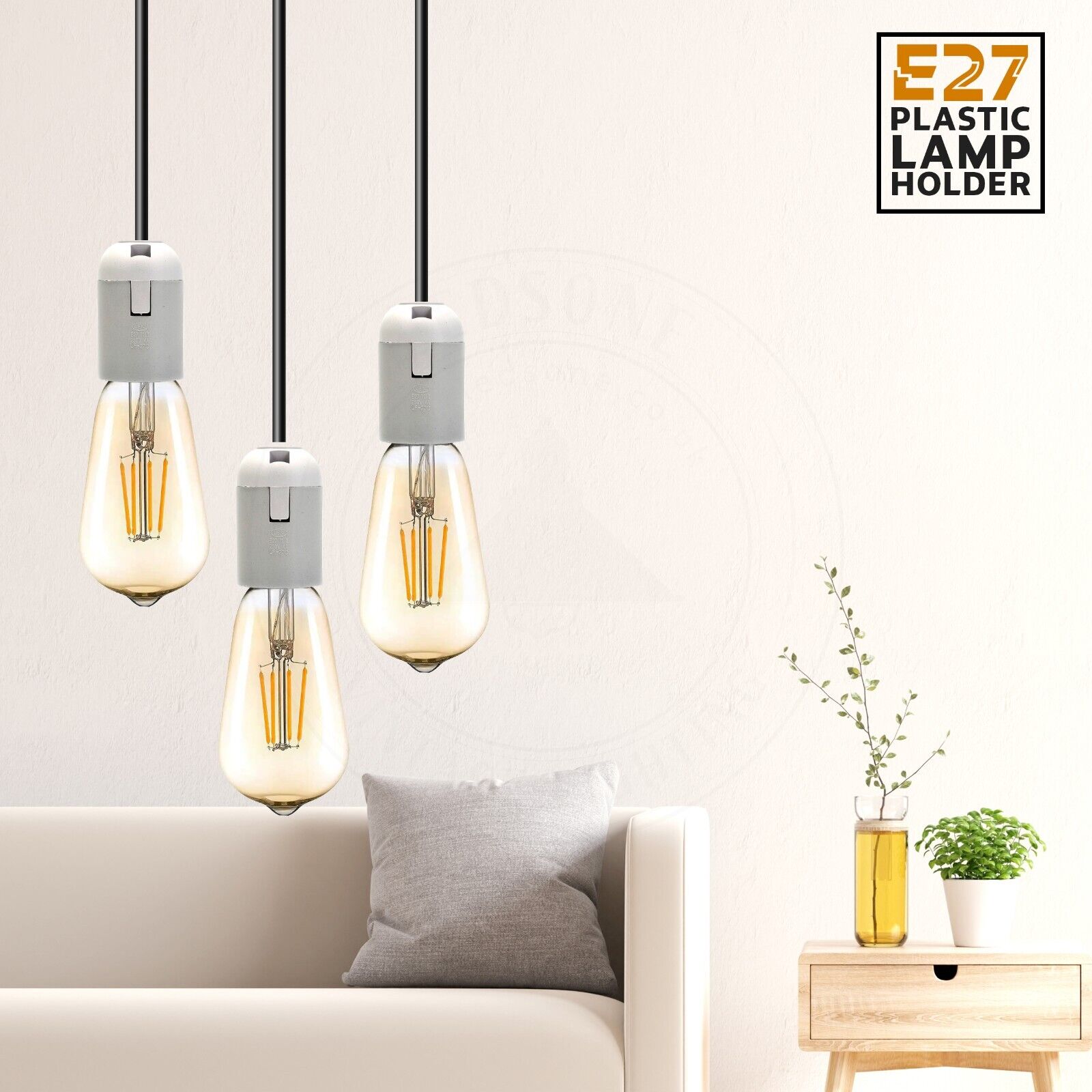 White E27 Edison Screw Socket Pendant Ceiling Light Lamp Bulb Holder ~5737