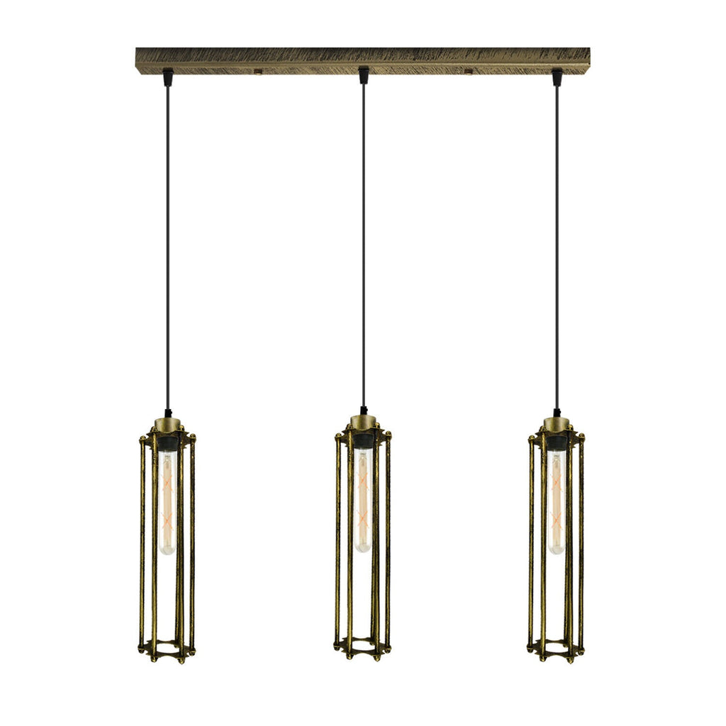 Brushed Brass Industrial Metal Cage Ceiling Pendant Retro Hanging Lamp