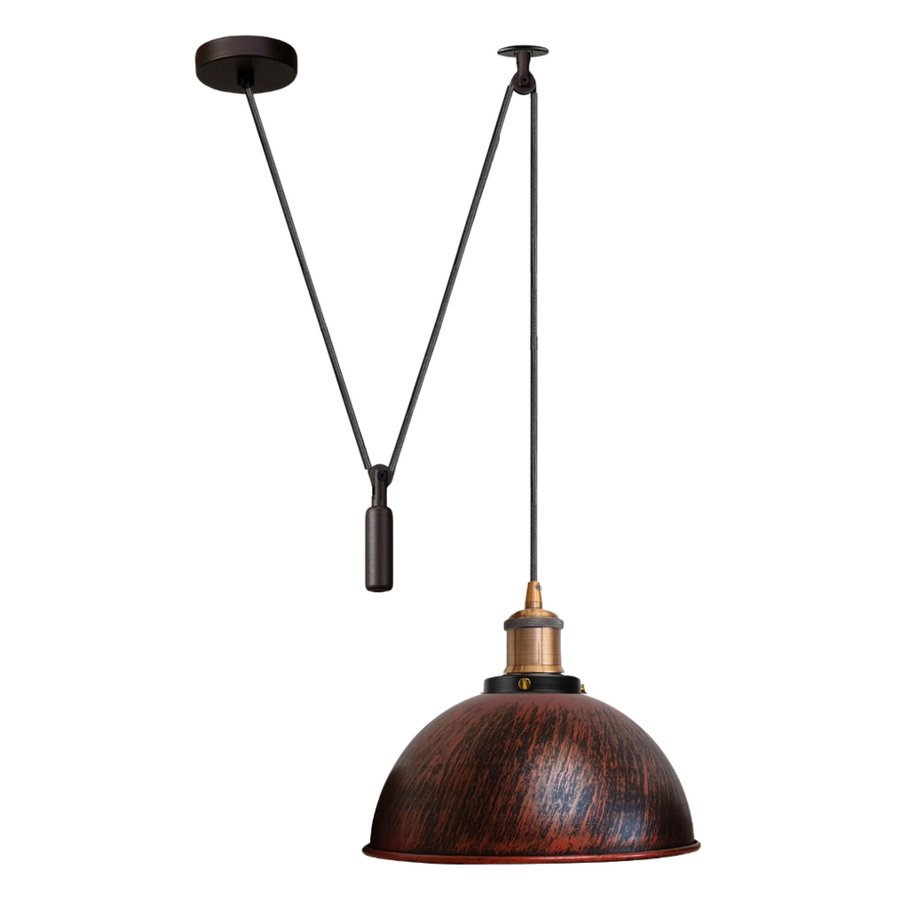 Adjustable Industrial Pulley Pendant Light Fixture, Vintage Metal Lampshade, E27 Base