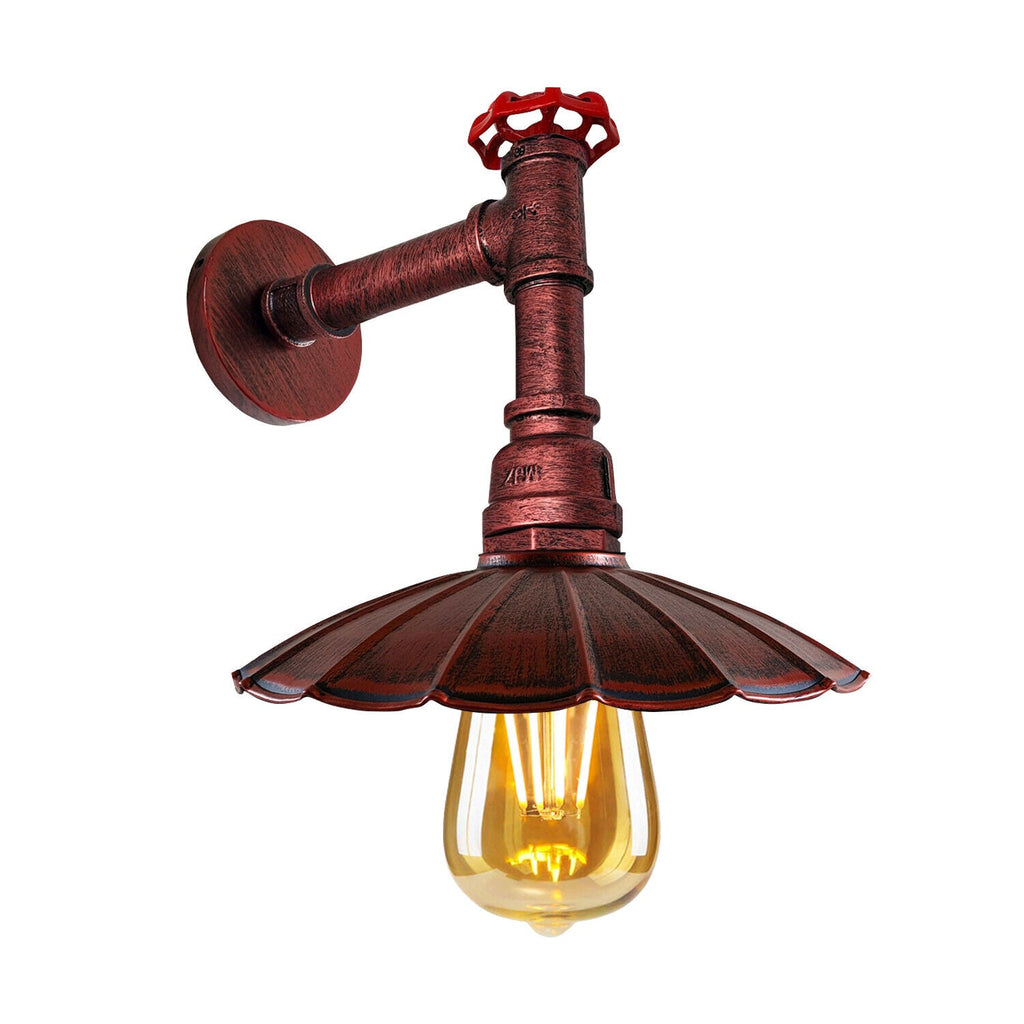 Industrial Retro Pipe Wall Light Fixture, Umbrella Shade, Durable Metal
