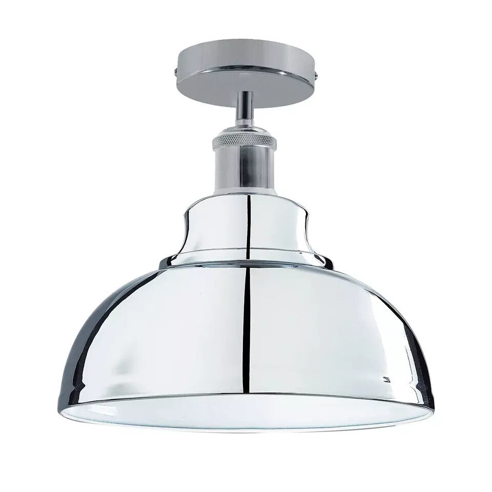 Industrial Style Flush Mount Ceiling Light with Curvy Metal Dome Shade