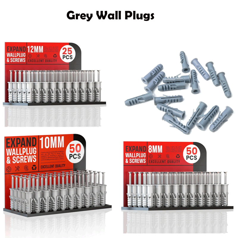Raw Wall Plugs Screw Fixing Wall Expansion Brick Stone Concrete Grey Wall Plugs ~6230