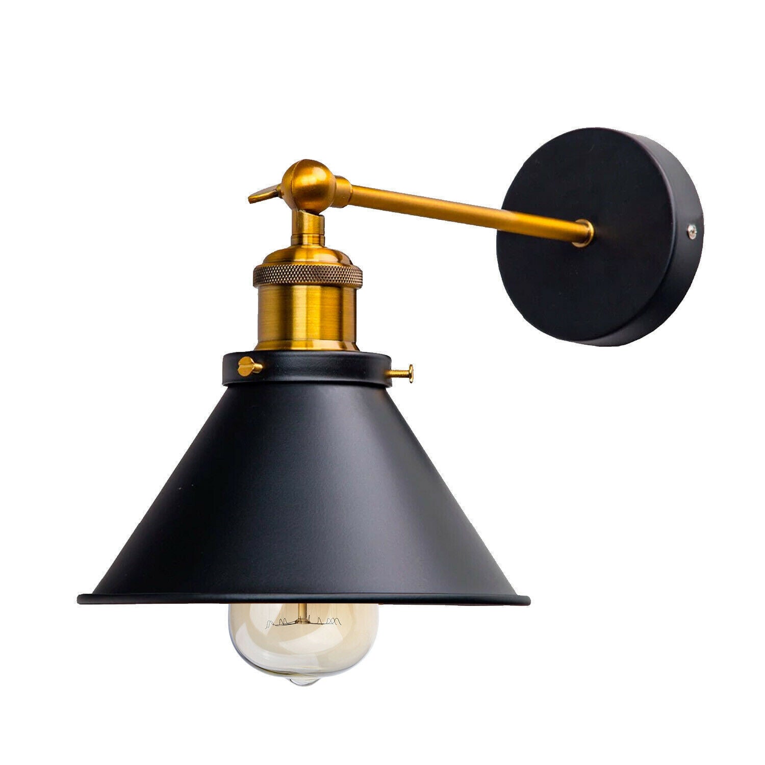 Industrial Black Metal Wall Sconce Light Fixture Retro Vintage Style Lamp