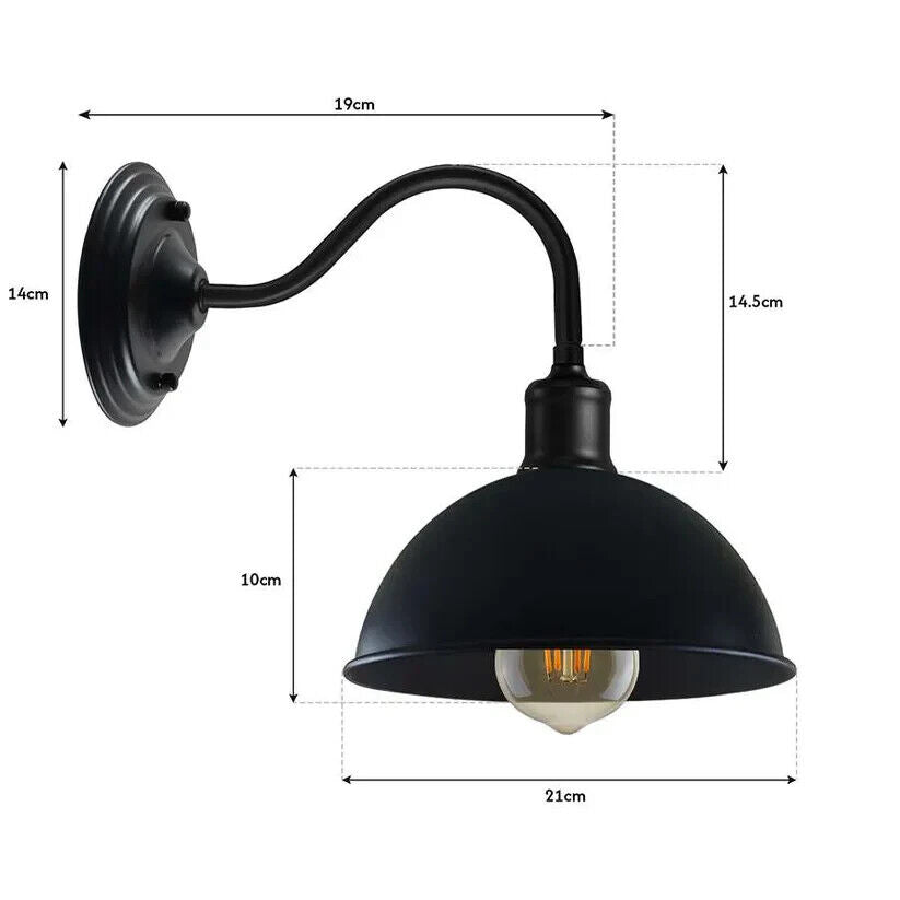 Industrial Black Metal Wall Sconce Light Fixture Retro Vintage Style Lamp
