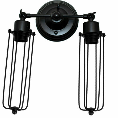 Vintage Industrial Metal Cage Wall Sconce Light - Adjustable Retro Design Lamp