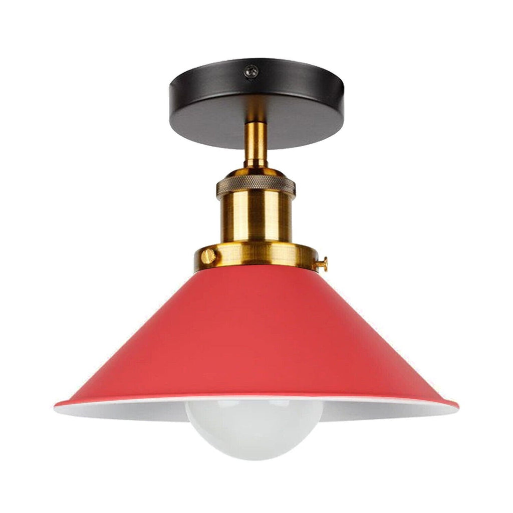 Industrial Metal Cone Shade Semi-Flush Ceiling Light Fixture for Modern Homes
