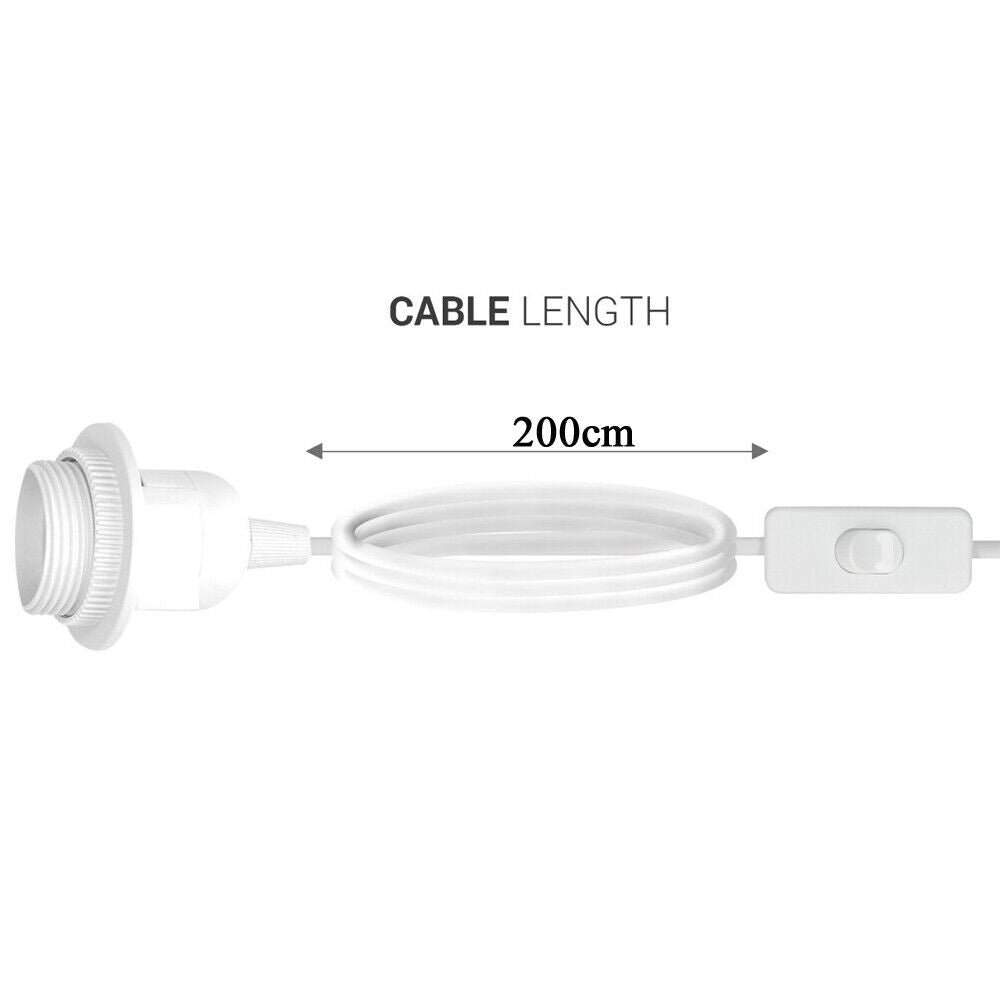 6.5ft Plug In E27 Lamp Cord Kit with Inline Switch