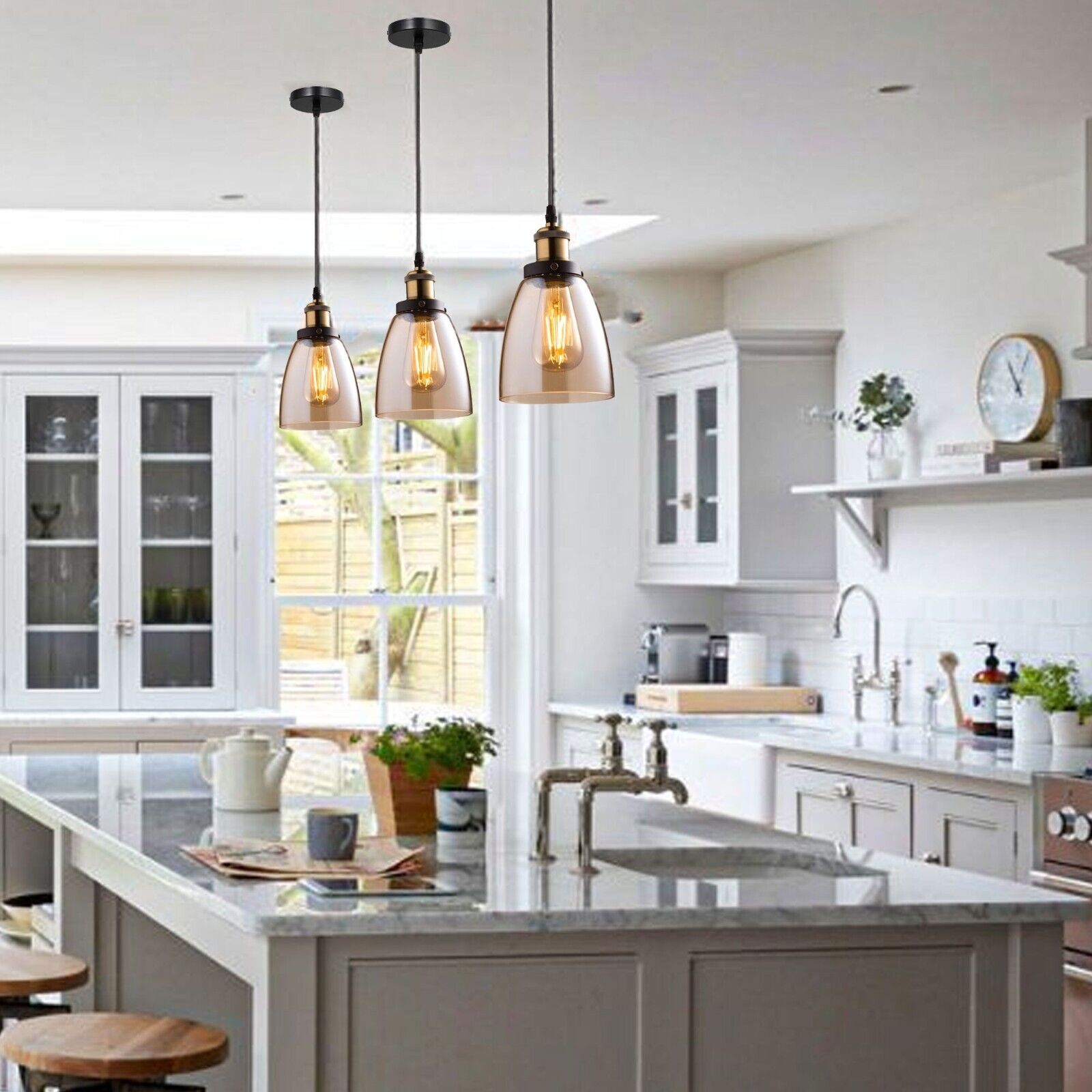 Modern Ceiling Pendant Light Fitting Suspended Pendant Glass Shade ~6019