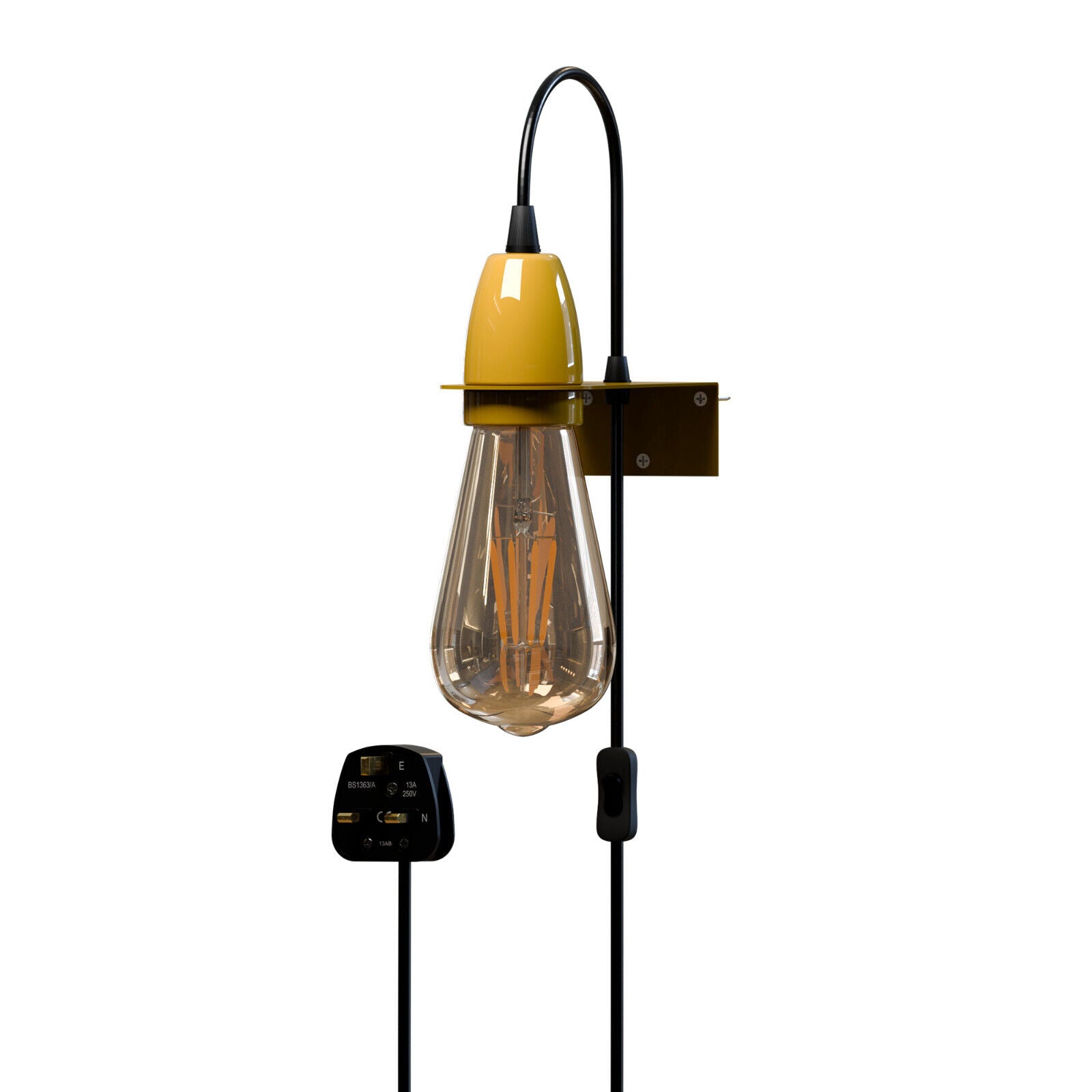 Modern Plug-In Wall Light E27 Socket, Adjustable Hanging Cord, Easy Installation