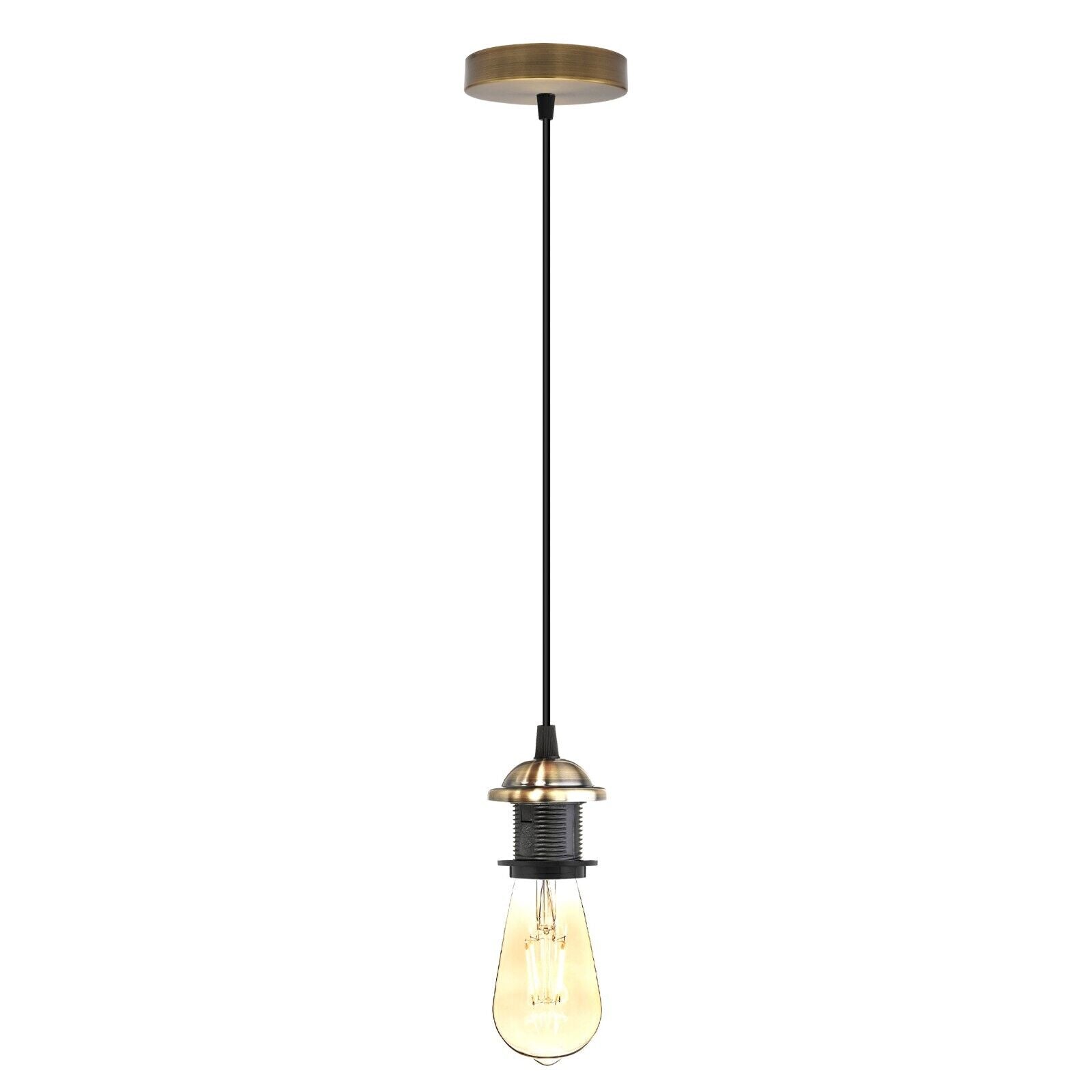 Vintage Industrial E27 Pendant Light Kit Metal Bulb Holder Ceiling Lamp