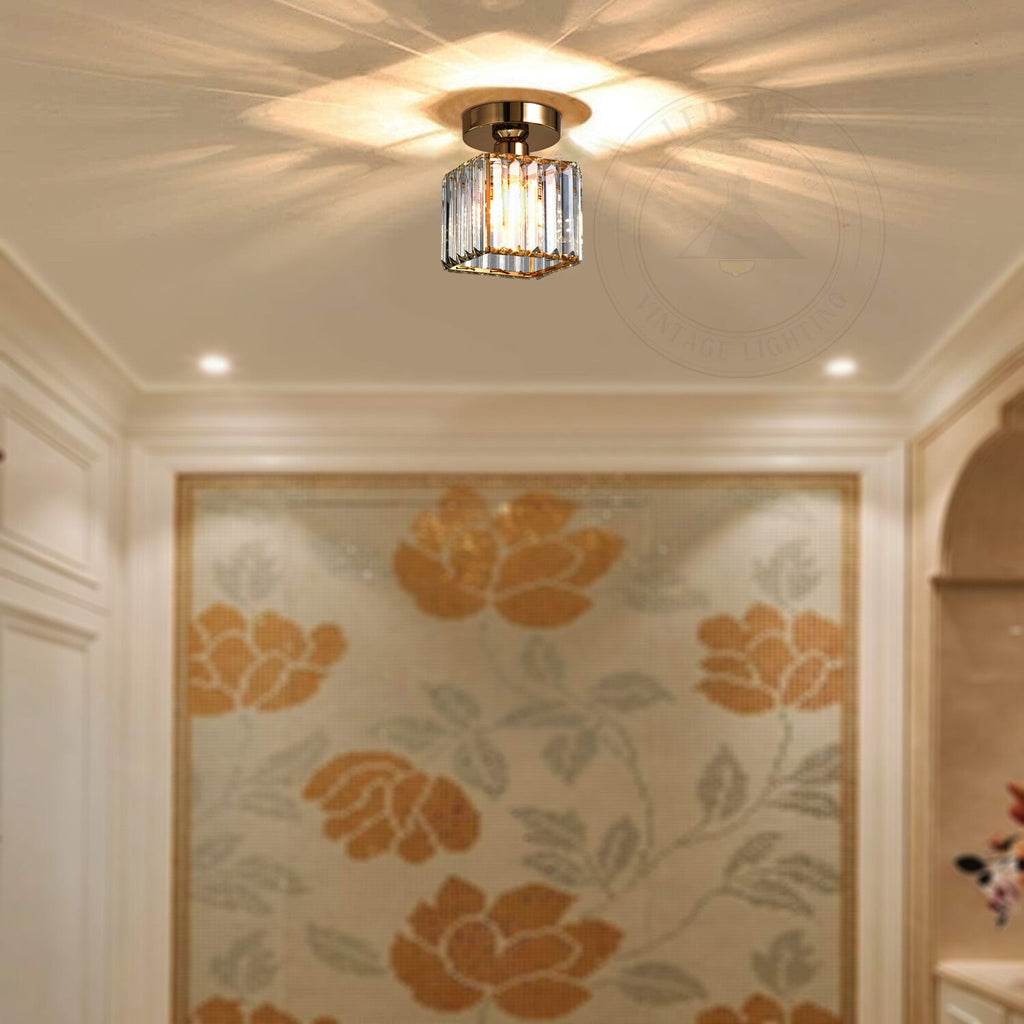 Modern K9 Crystal  Semi Flush Mount Square Ceiling Light ~6037