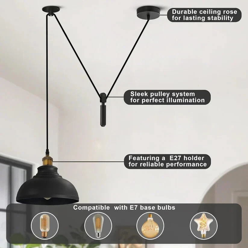 Pulley Pendant Light E27 Metal ~6283