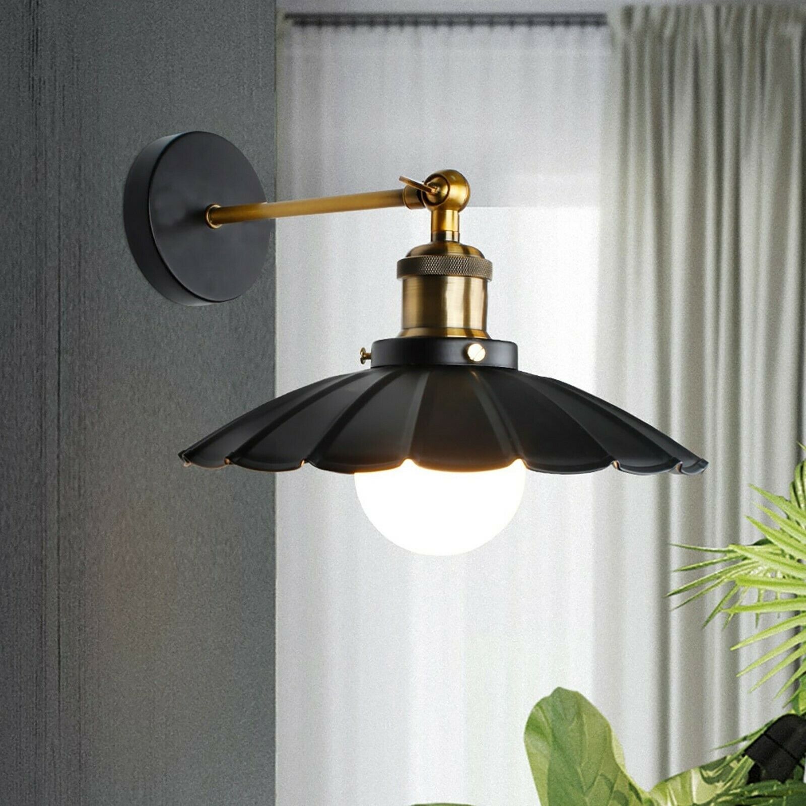 Industrial Black Metal Wall Sconce Light Fixture Retro Vintage Style Lamp