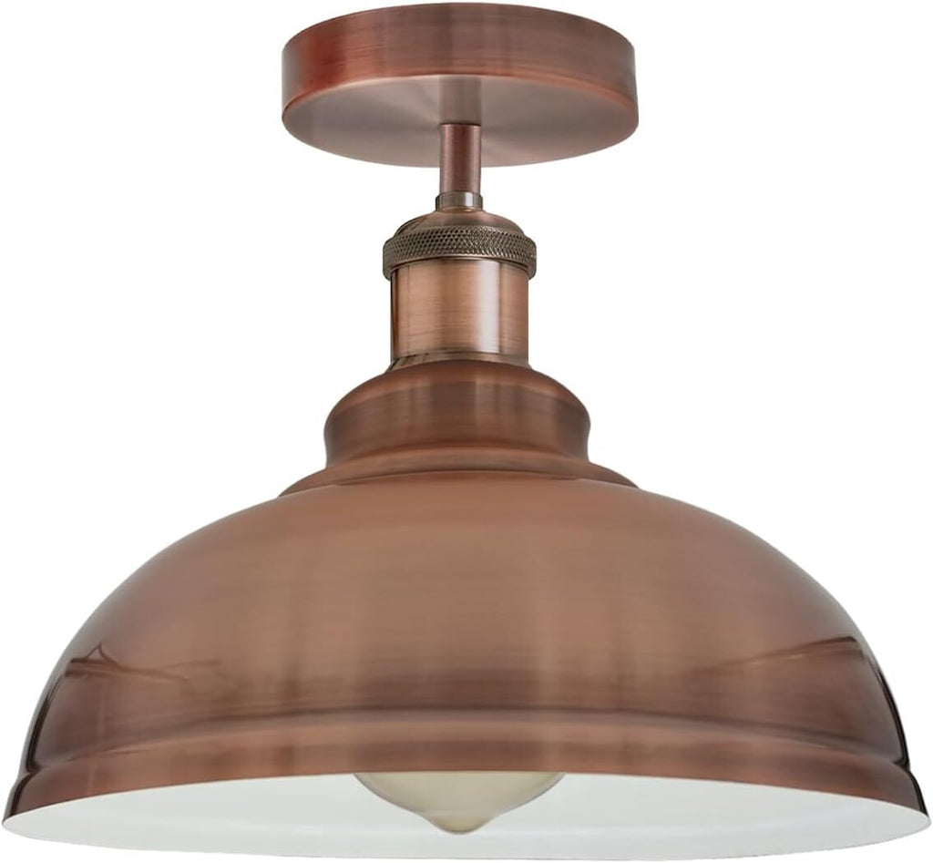 Industrial Style Flush Mount Ceiling Light with Curvy Metal Dome Shade