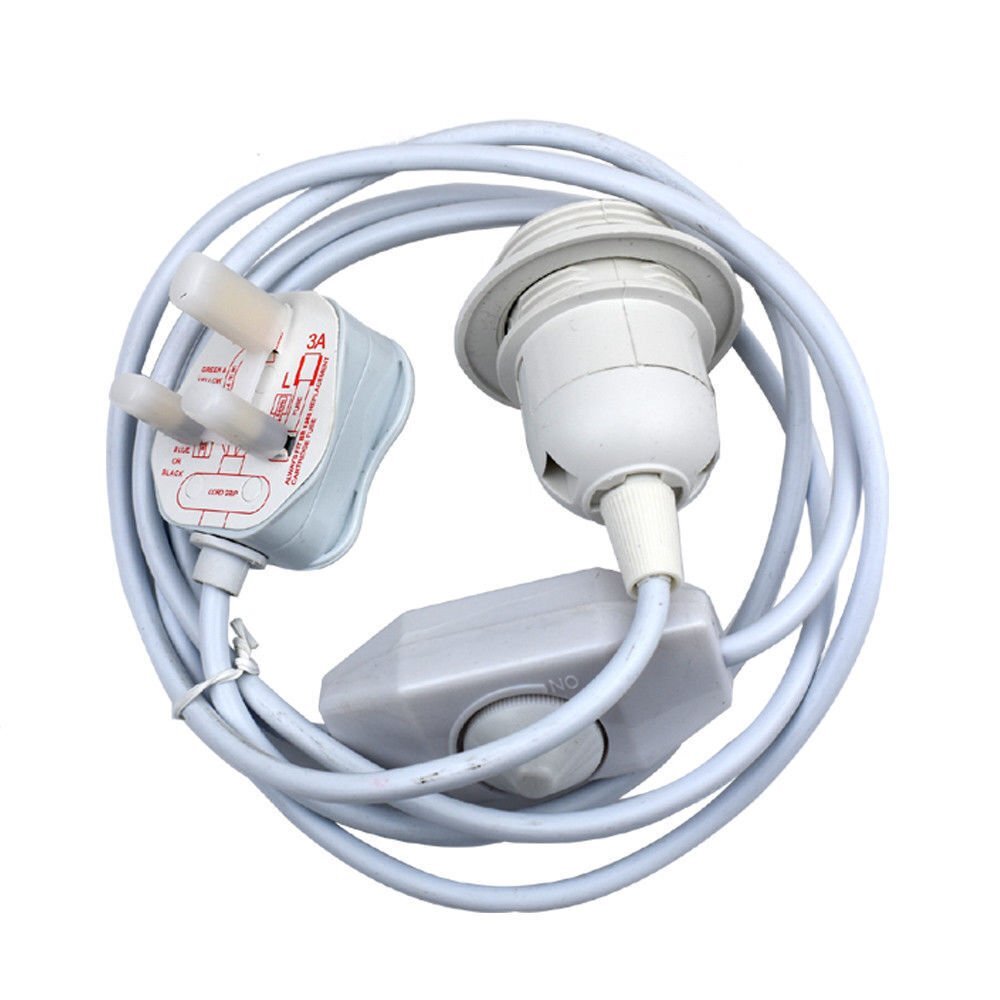 4m White  Plug In Pendant Lamp with Dimmer Light Set E27 Fitting ~ 6043