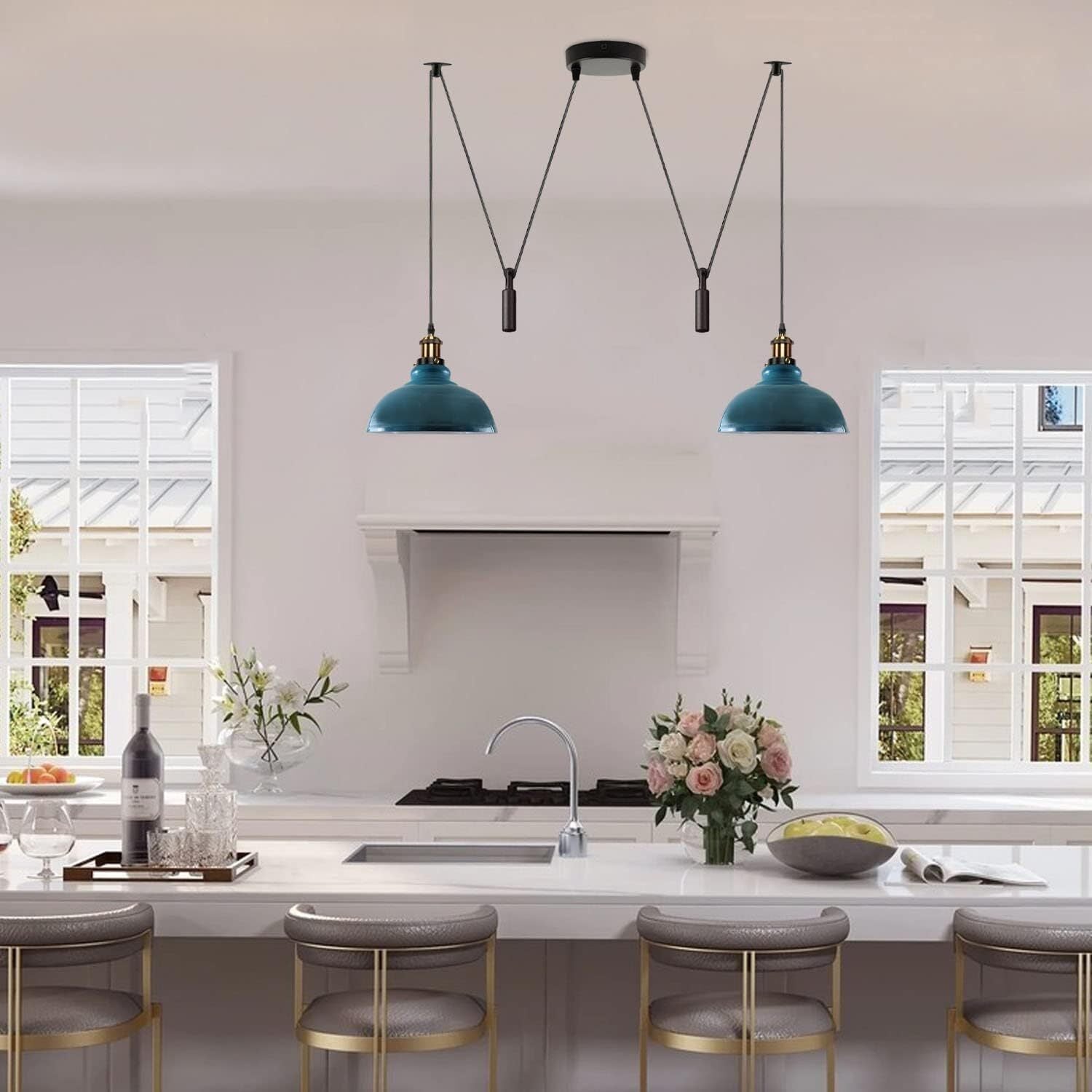 2 Head Ceiling Pendant Spider Light, 29cm Metal ~6147