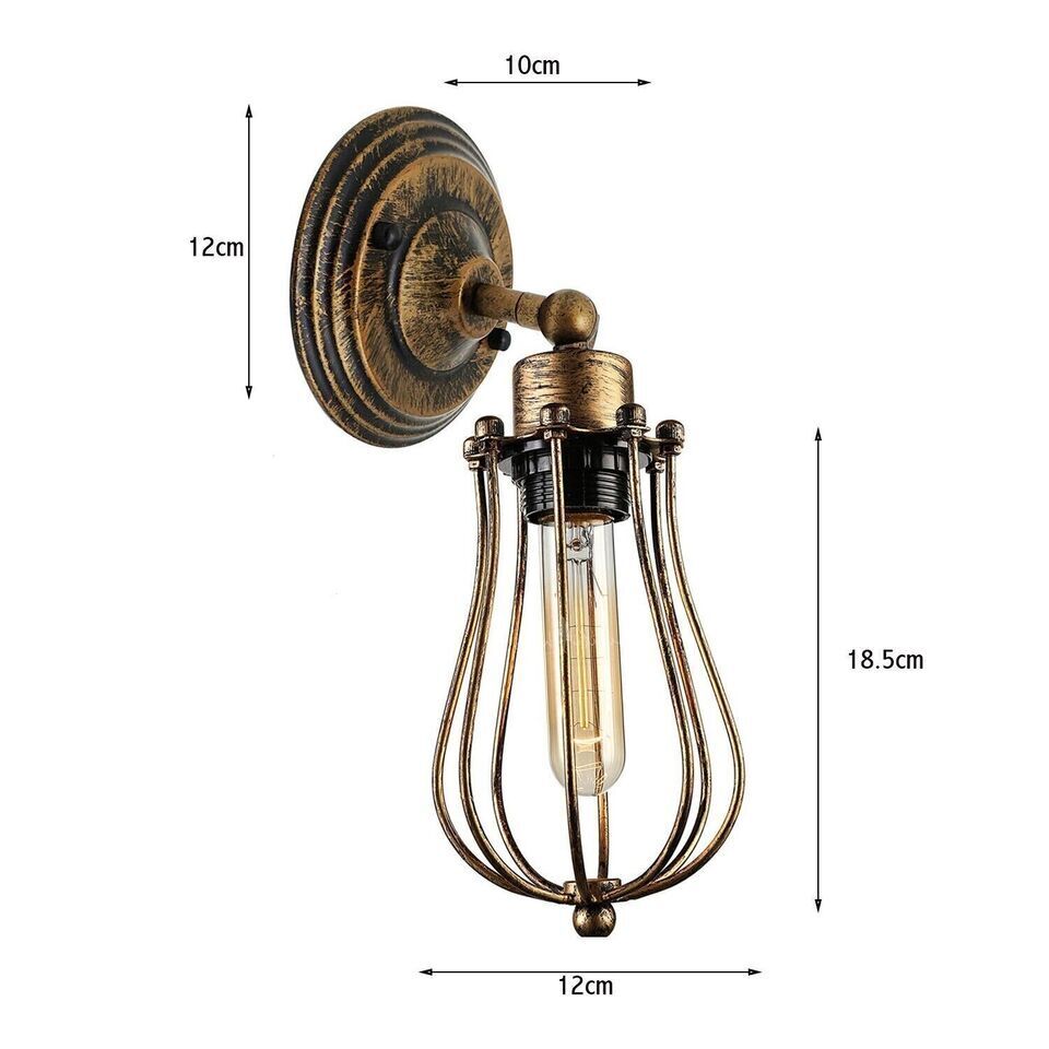 Industrial Wall Light Metal Wire cage E27 Wall Sconce Fitting ~6016
