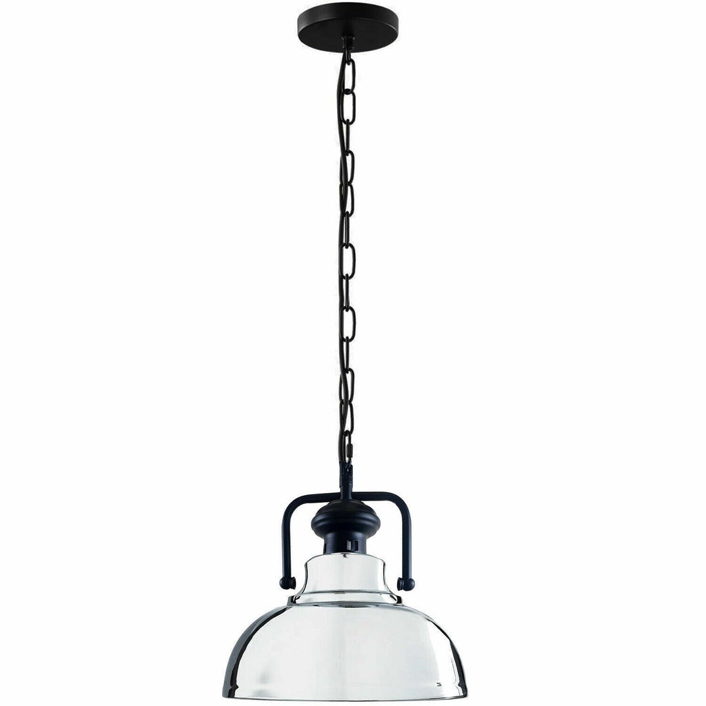 Industrial Metal Chain E26 Pendant Hanging Light Fixture with Shade