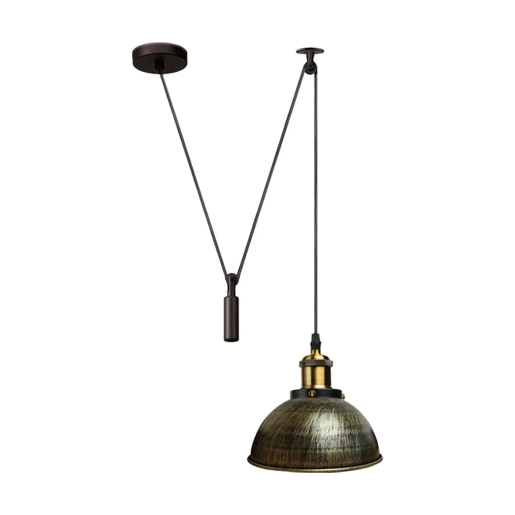 Adjustable Industrial Pulley Pendant Light, E27 Metal Hanging Lamp, Retro Ceiling Fixture