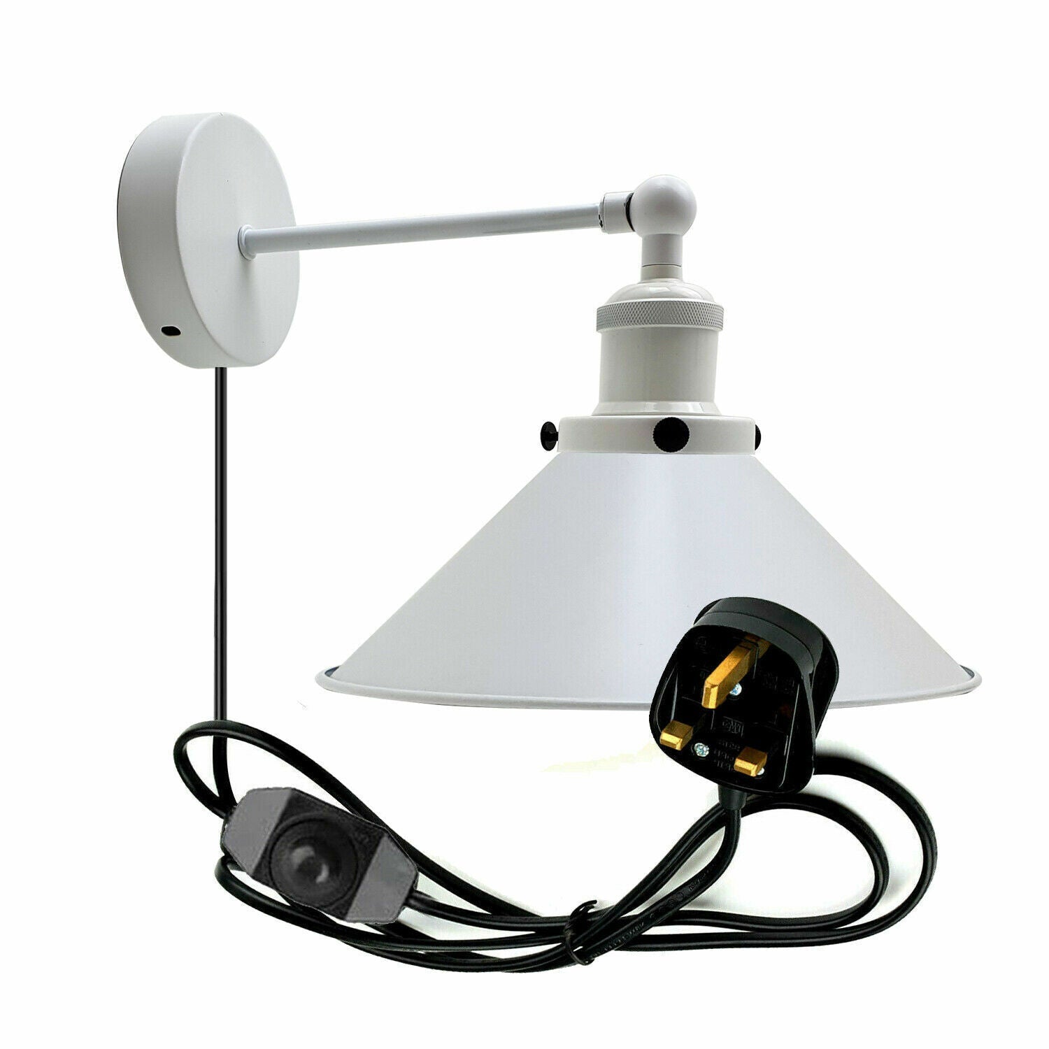Sleek Nordic Metal Plug-in Wall Sconce, Dimmable Bedside Reading Light