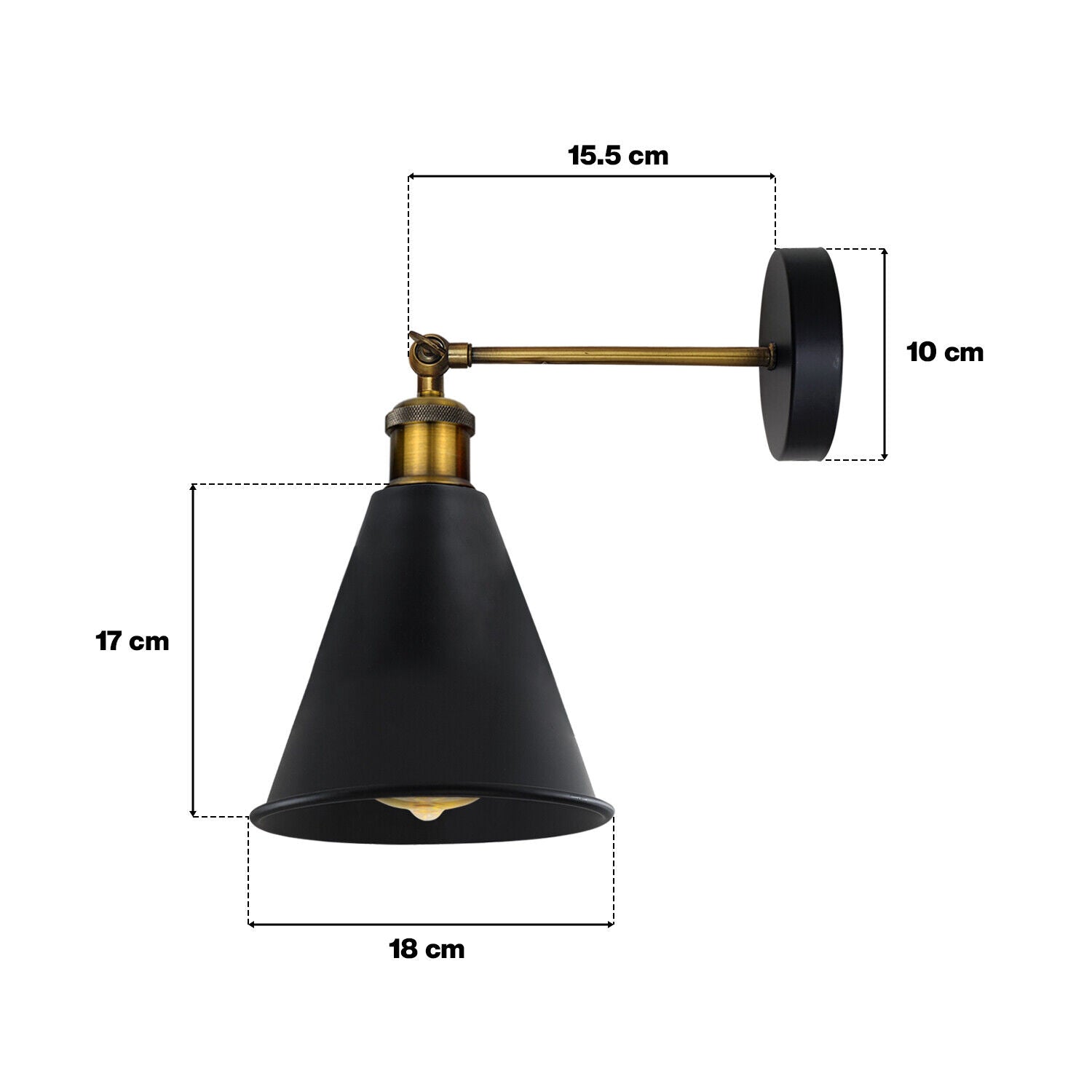 Industrial Black Metal Wall Sconce Light Fixture Retro Vintage Style Lamp