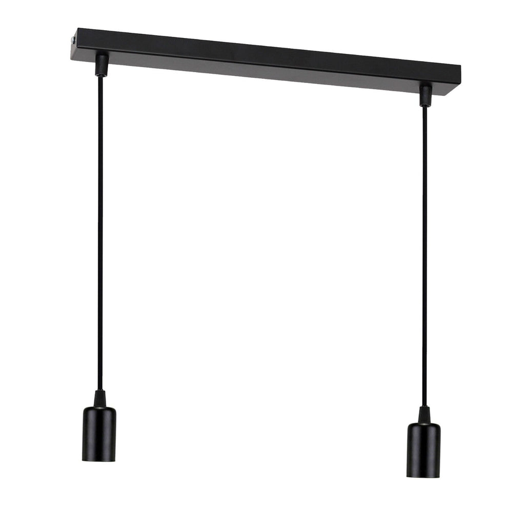 Black Vintage Industrial 2-Head E27 Pendant Light Fixture Adjustable Cable