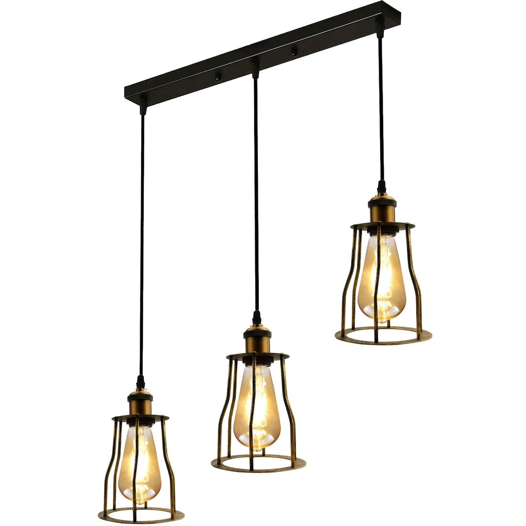 Vintage Industrial Ceiling Pendant Light Fitting Wire Cage Hanging Retro Lamp ~6185