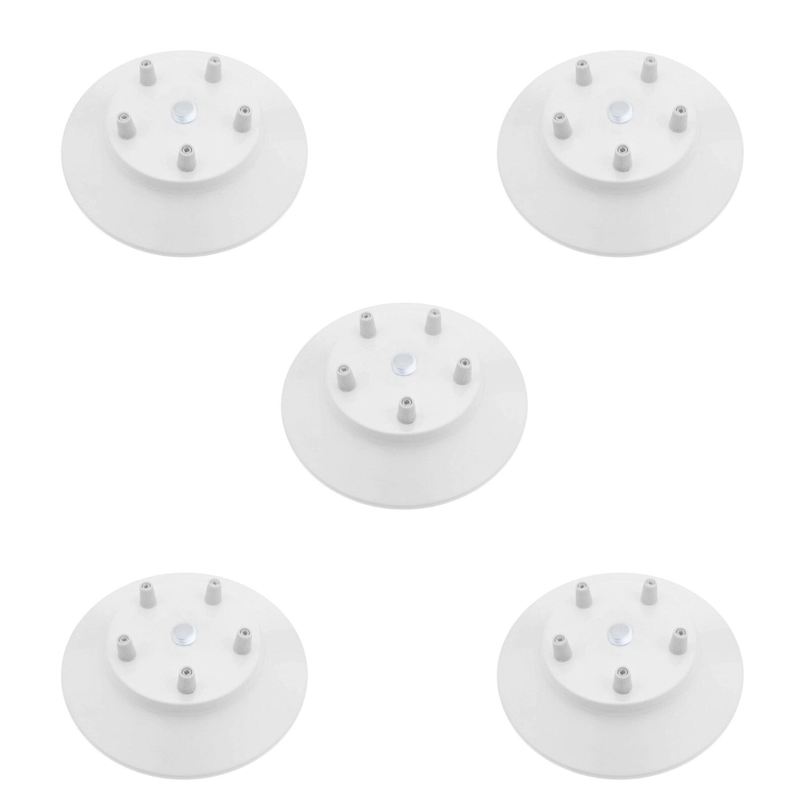 5 Outlet White Ceiling Rose - Vintage Metal Light Fitting for Pendant Lights ~6140