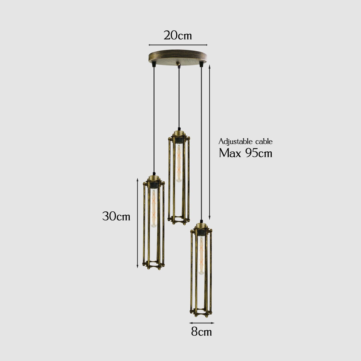 Brushed Brass Industrial Metal Cage Ceiling Pendant Retro Hanging Lamp