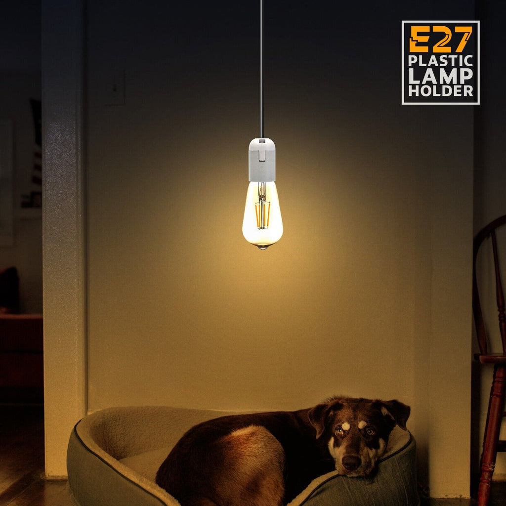 White E27 Edison Screw Socket Pendant Ceiling Light Lamp Bulb Holder ~5737