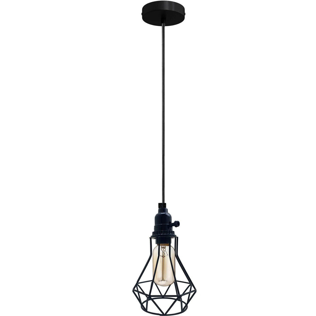 Vintage Industrial Black Metal Cage Pendant Light Fixture for Modern Homes