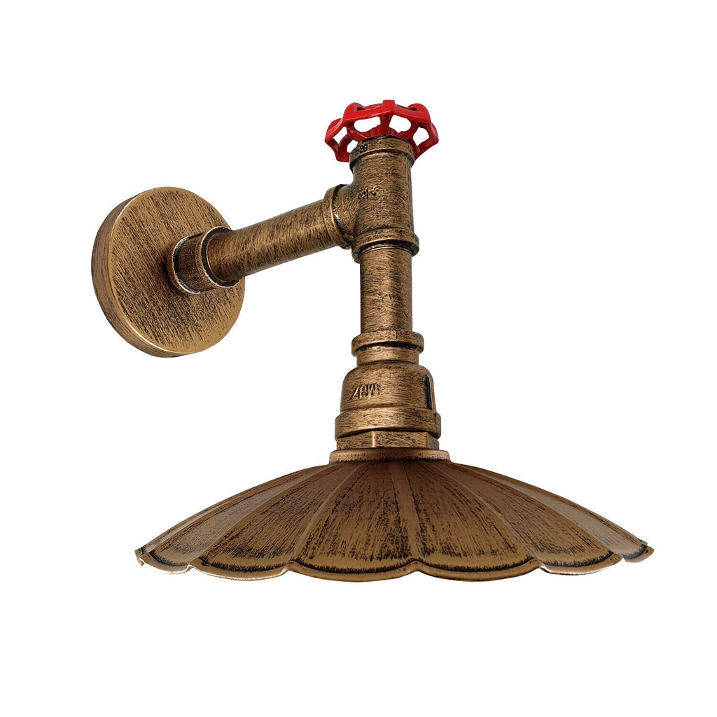 Industrial Retro Pipe Wall Light Fixture, Umbrella Shade, Durable Metal