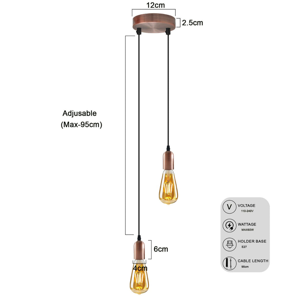 Vintage E27 Metal 2 head Ceiling Pendant Light Fitting~5663