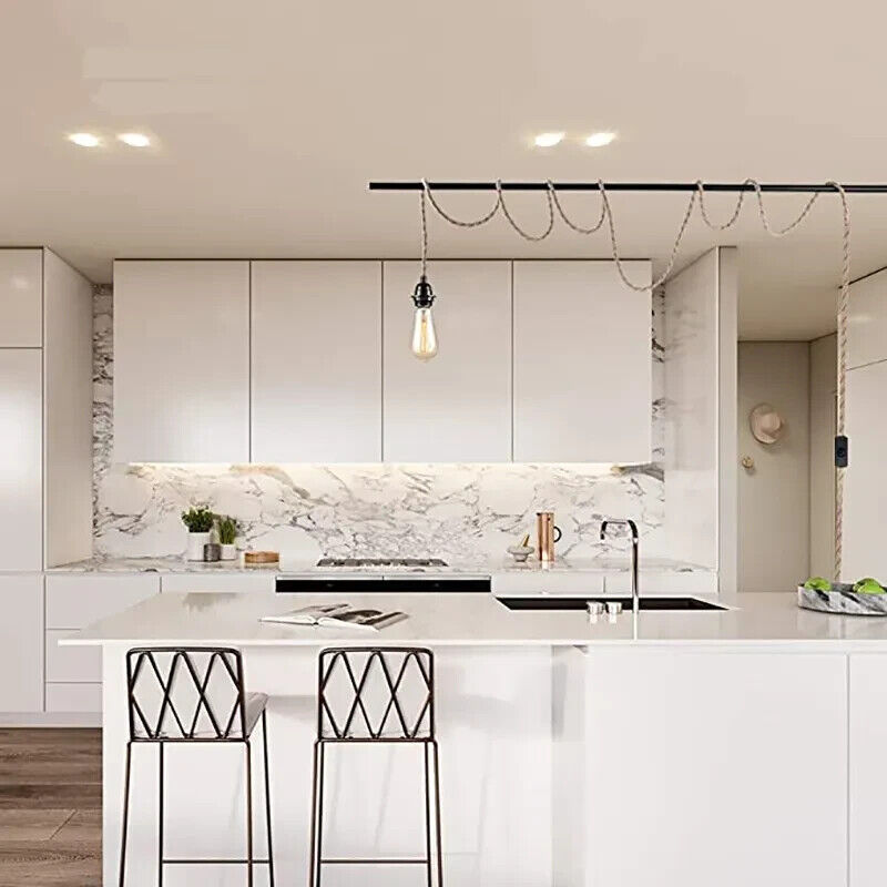 Twisted Hemp Rope Pendant Light Kit UK Plug, E27 Fitting ~6027