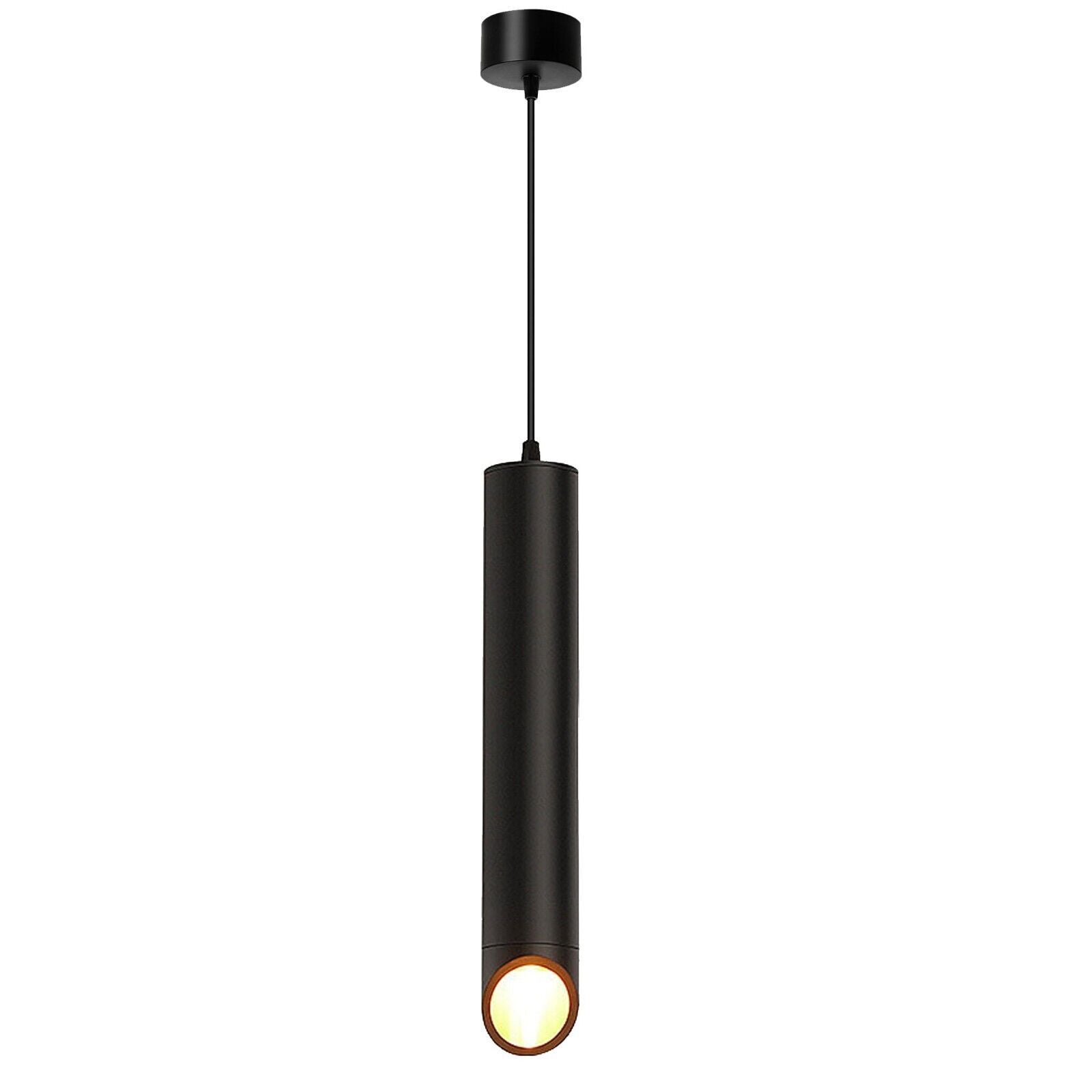 Modern Black & Gold Baton Pendant Light 400mm LED Cylinder ~6246